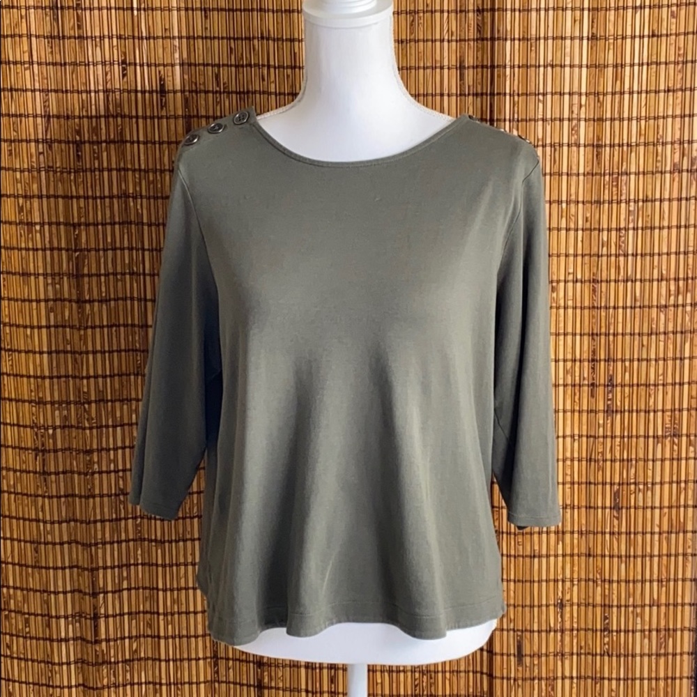 J.Jill Green Scoop Neck Cropped Top Large Petite